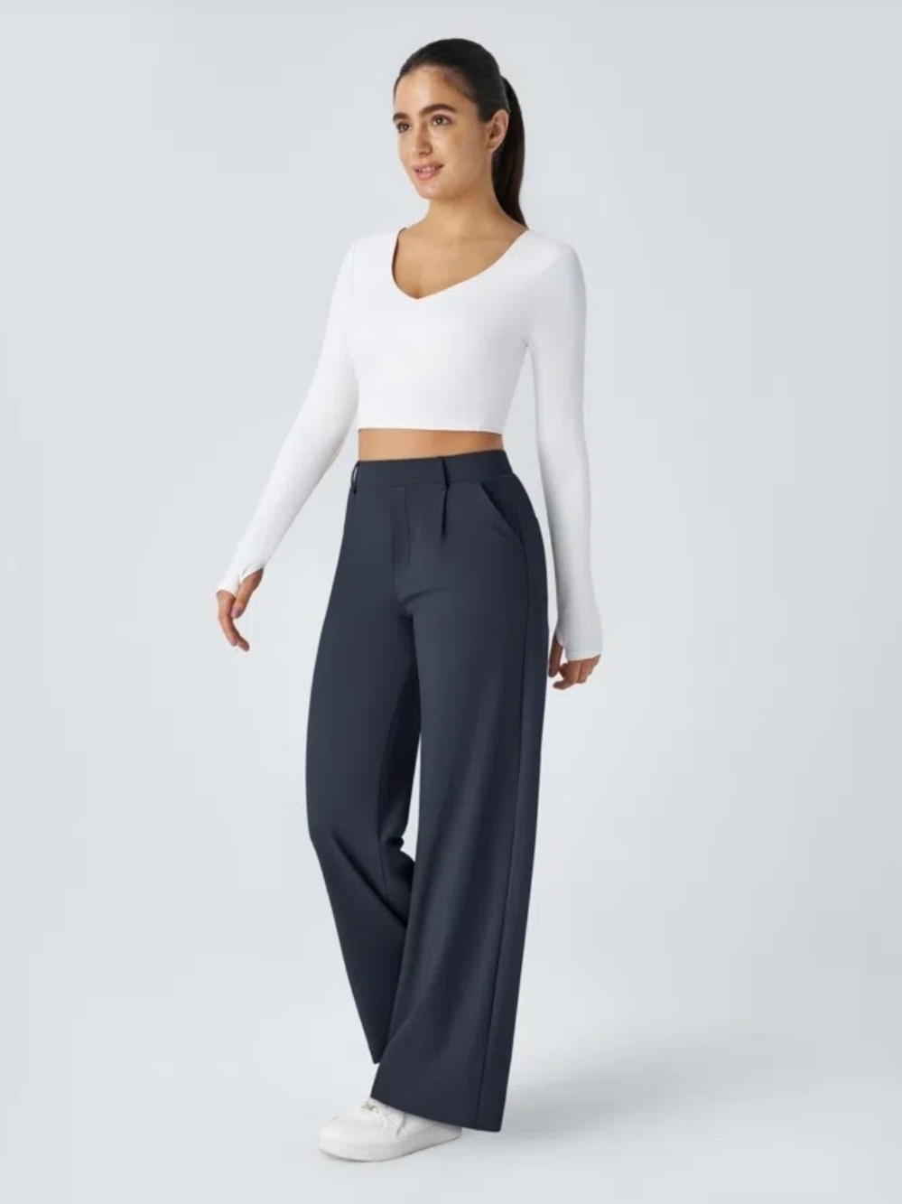 Halara Flex™ DayStretch High Waisted Pocket Straight Leg Work Pants Petite Small